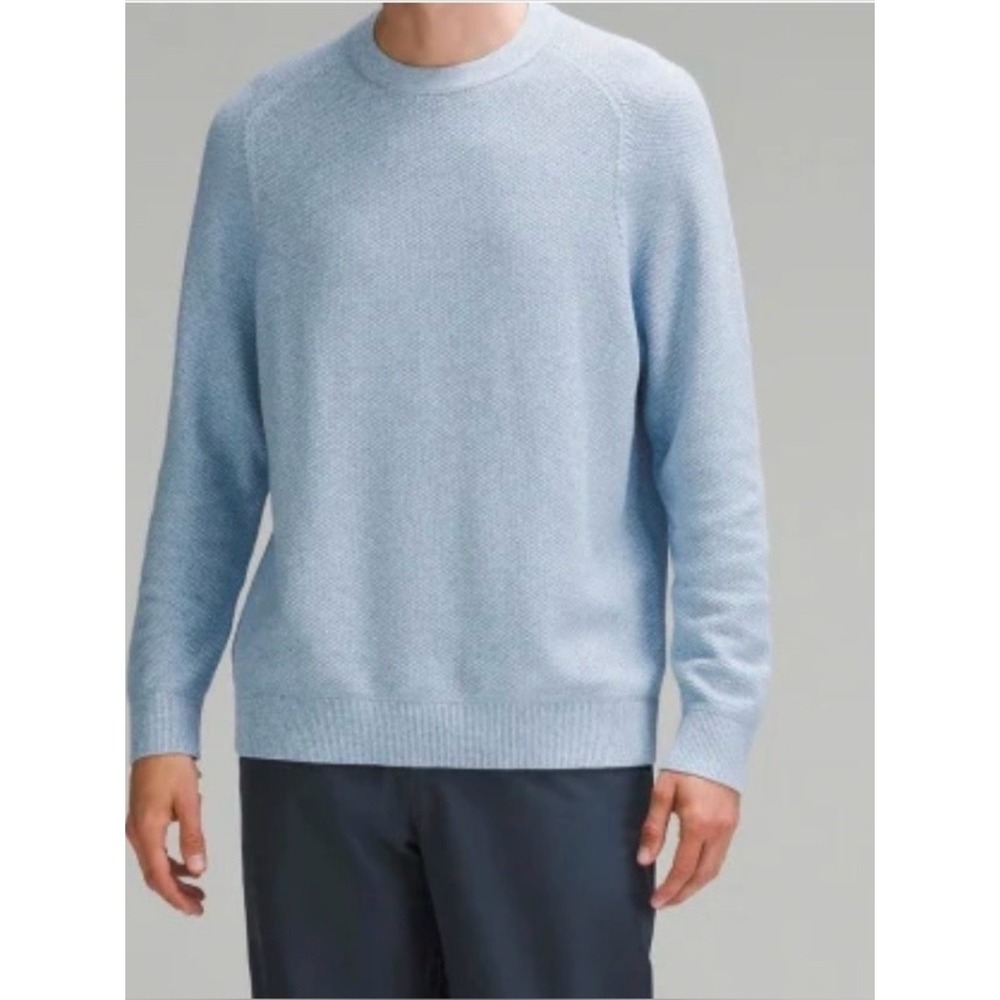 LULULEMON  Mens Textured-Knit Crewneck Pullover Sweater Light Blue XL LM3ENFS